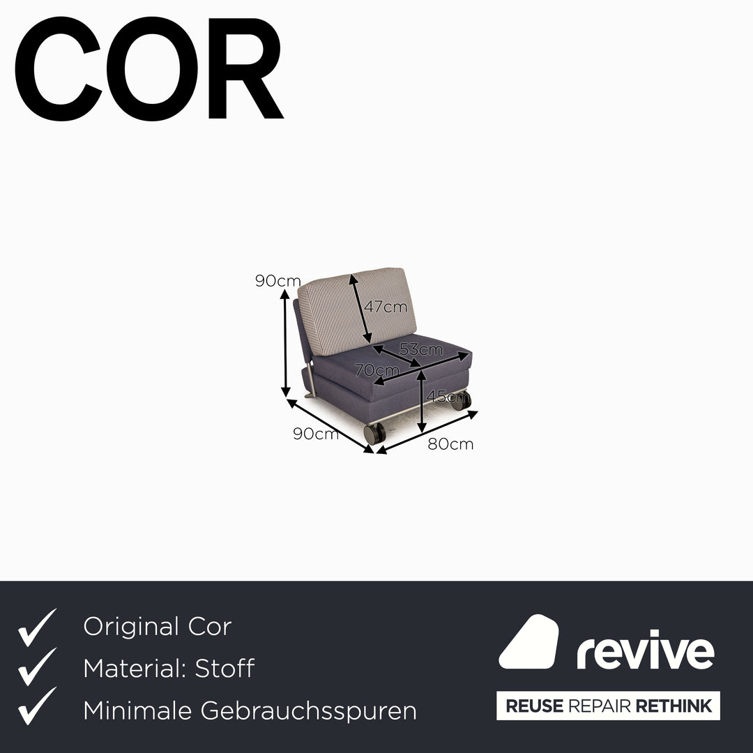 Fauteuil en tissu Cor Trinus bleu, fonction de couchage