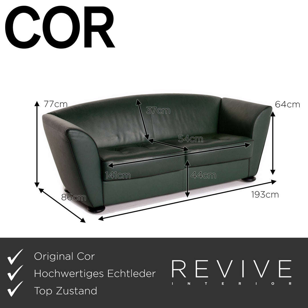 Cor Zelda Leather Sofa Green Two Seater Couch