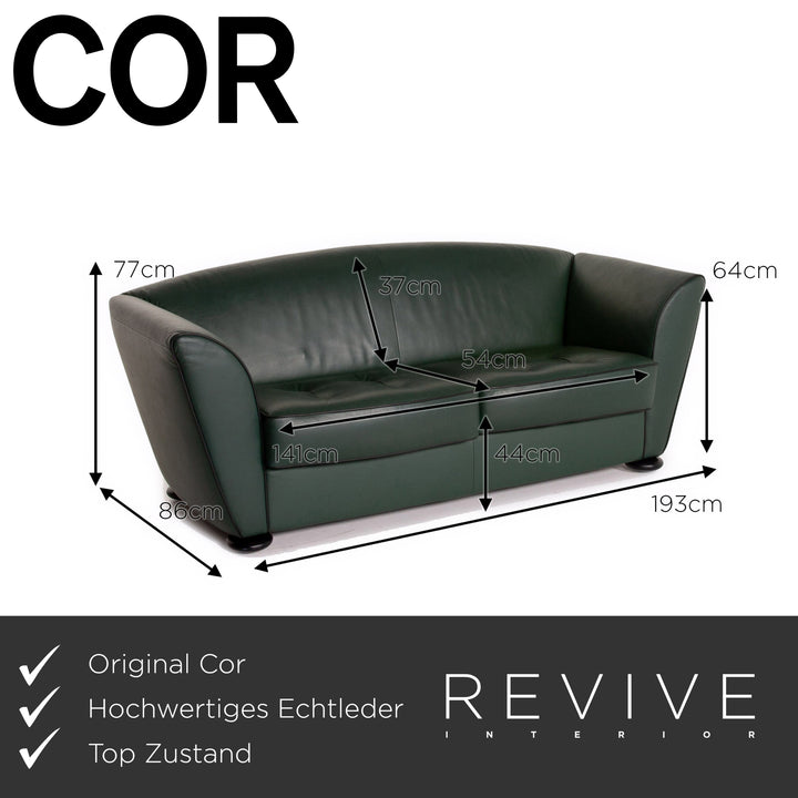 Cor Zelda Leather Sofa Green Two Seater Couch