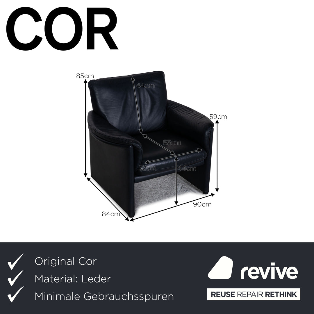 Cor Zento Leder Sessel Dunkelblau