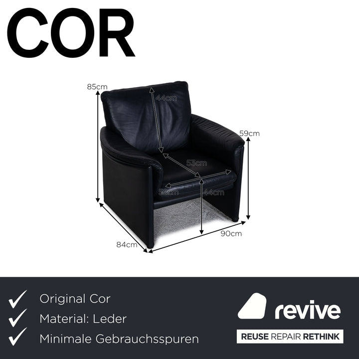 Cor Zento Leder Sessel Dunkelblau