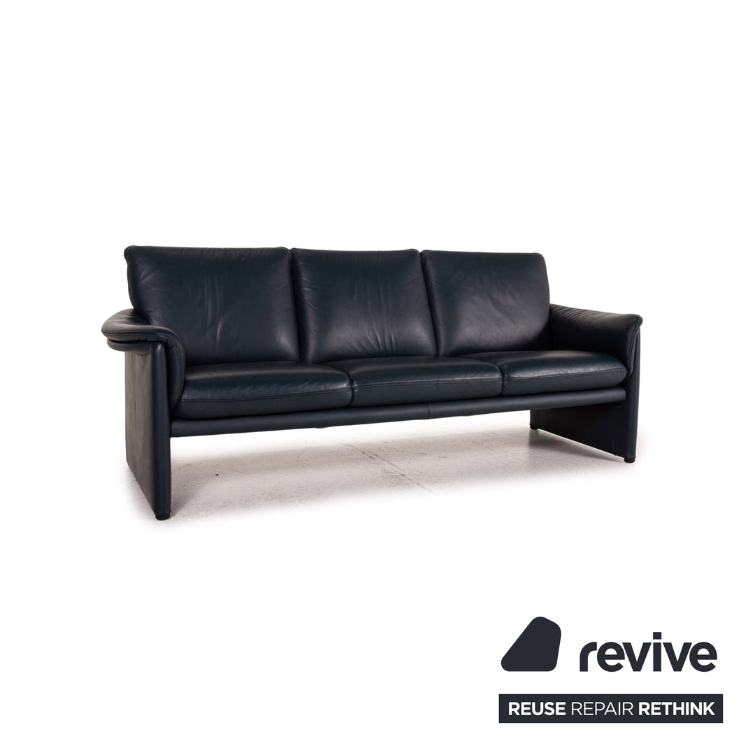 Cor Zento Leder Sofa Blau Dunkelblau Dreisitzer Couch