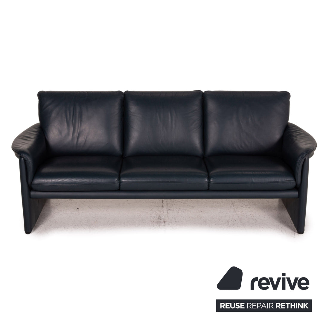 Cor Zento Leder Sofa Blau Dunkelblau Dreisitzer Couch