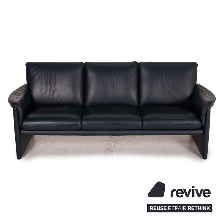 Cor Zento Leder Sofa Blau Dunkelblau Dreisitzer Couch