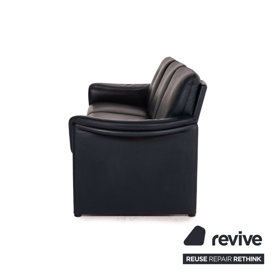 Cor Zento Leder Sofa Blau Dunkelblau Dreisitzer Couch
