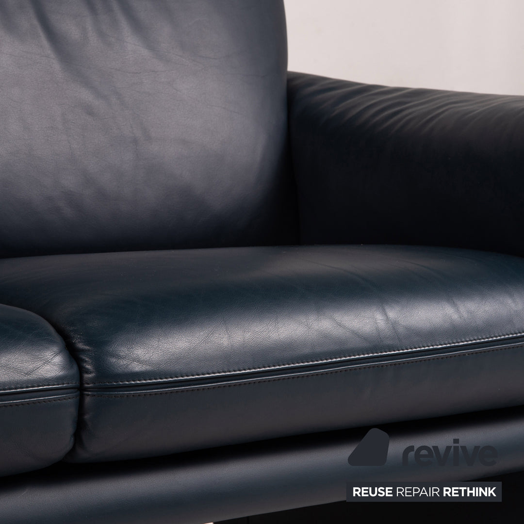Cor Zento Leder Sofa Blau Dunkelblau Dreisitzer Couch