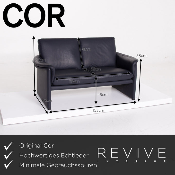 Cor Zento Leder Sofa Blau Zweisitzer #13790