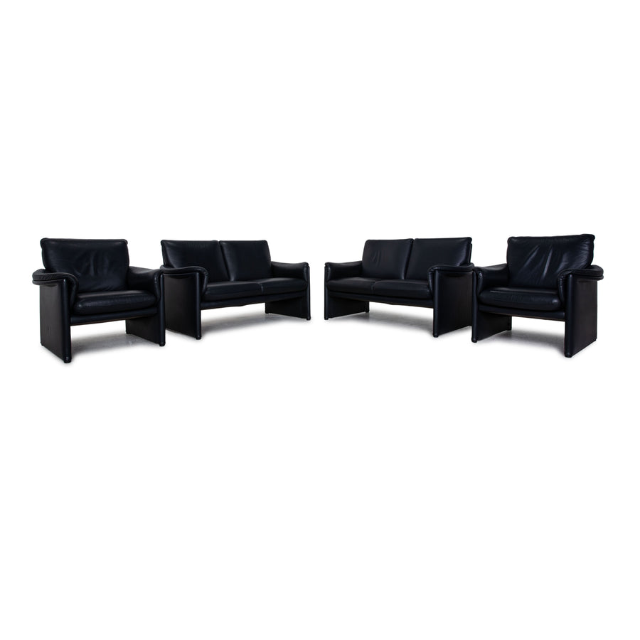 Cor Zento Leder Sofa Garnitur Blau Zweisitzer Sessel