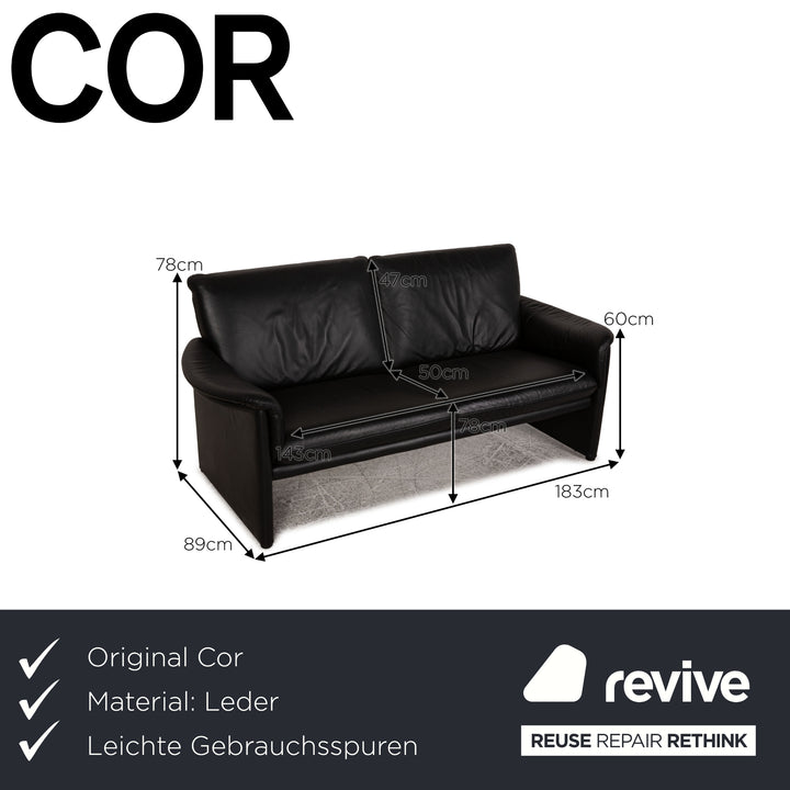 COR Zentro Schwarz Zweisitzer Leder Couch