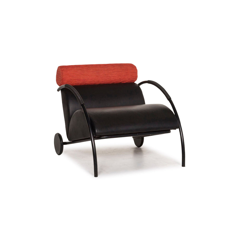 Cor Zyklus Leder Sessel Schwarz Orange #12891
