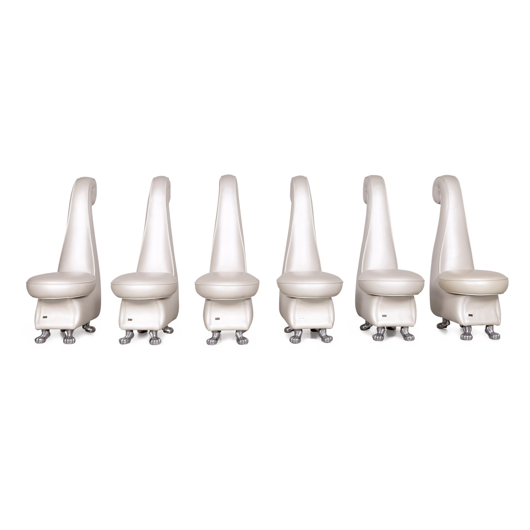 Bretz Rocky Designer Leder Sessel Garnitur Weiß Perlmutt Stuhl #7377