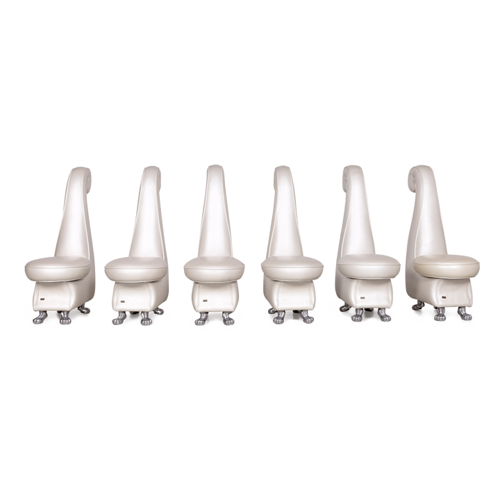 Bretz Rocky Designer Leder Sessel Garnitur Weiß Perlmutt Stuhl #7377