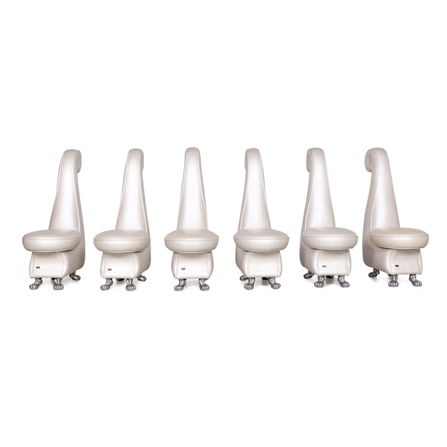 Bretz Rocky Designer Leder Sessel Garnitur Weiß Perlmutt Stuhl #7377