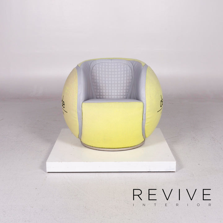 de Sede DS-9100 Tennis Ball Leather Felt Chair Yellow Chair 1985 WTA Tournament #11065