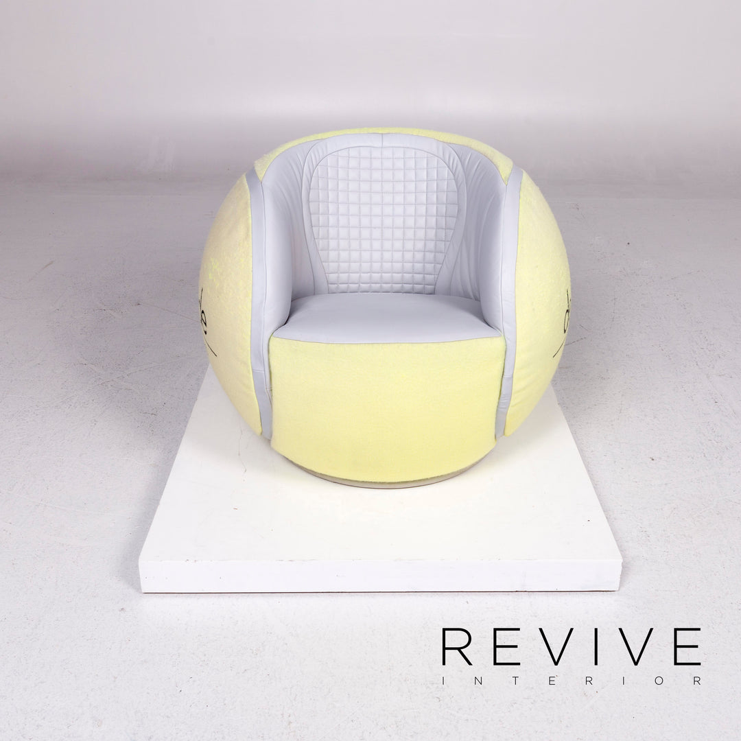 de Sede DS-9100 Tennis Ball Leather Felt Chair Yellow Chair 1985 WTA Tournament #11065