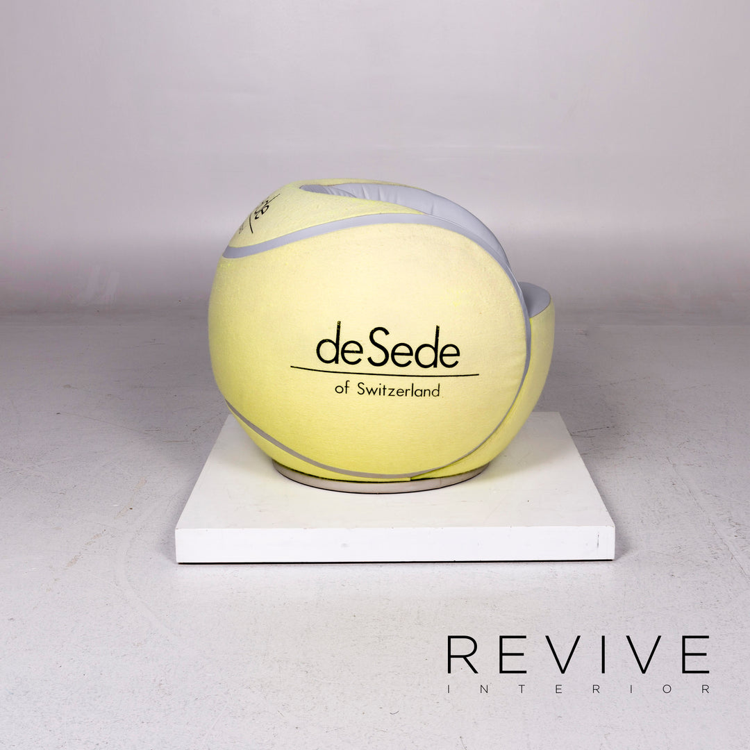de Sede DS-9100 Tennis Ball Leather Felt Chair Yellow Chair 1985 WTA Tournament #11065