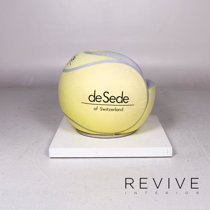 de Sede DS-9100 Tennis Ball Leather Felt Chair Yellow Chair 1985 WTA Tournament #11065