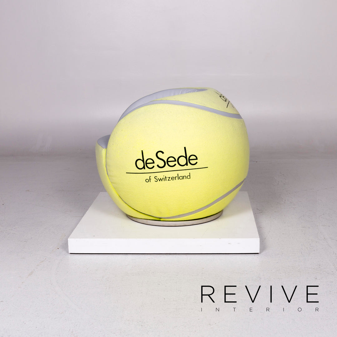 de Sede DS-9100 Tennis Ball Leather Felt Chair Yellow Chair 1985 WTA Tournament #11065