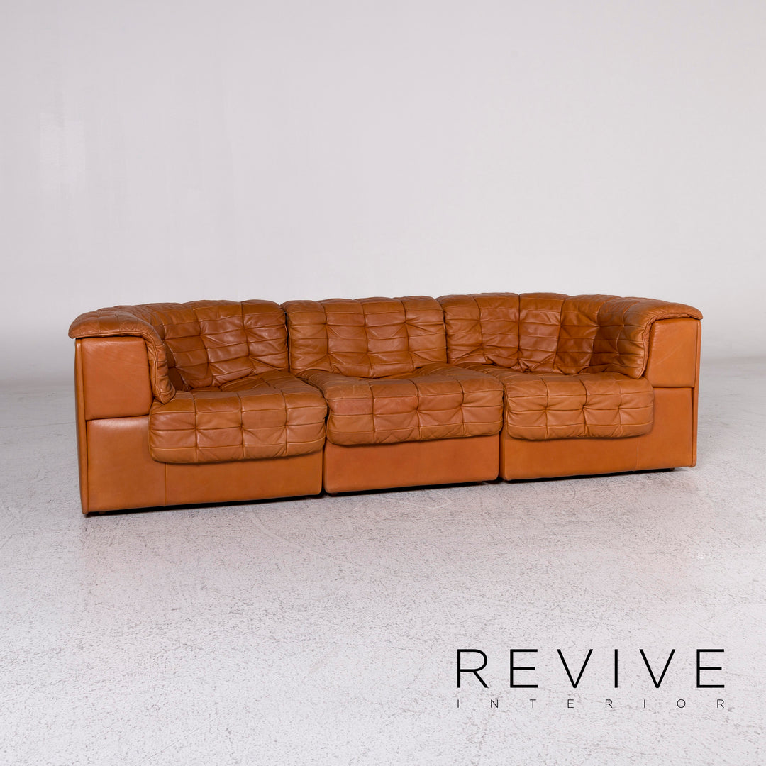 de Sede DS 11 leather sofa cognac brown three-seater couch #9752