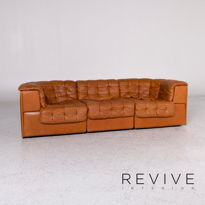 de Sede DS 11 leather sofa cognac brown three-seater couch #9752