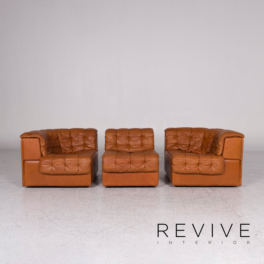 de Sede DS 11 leather sofa cognac brown three-seater couch #9752