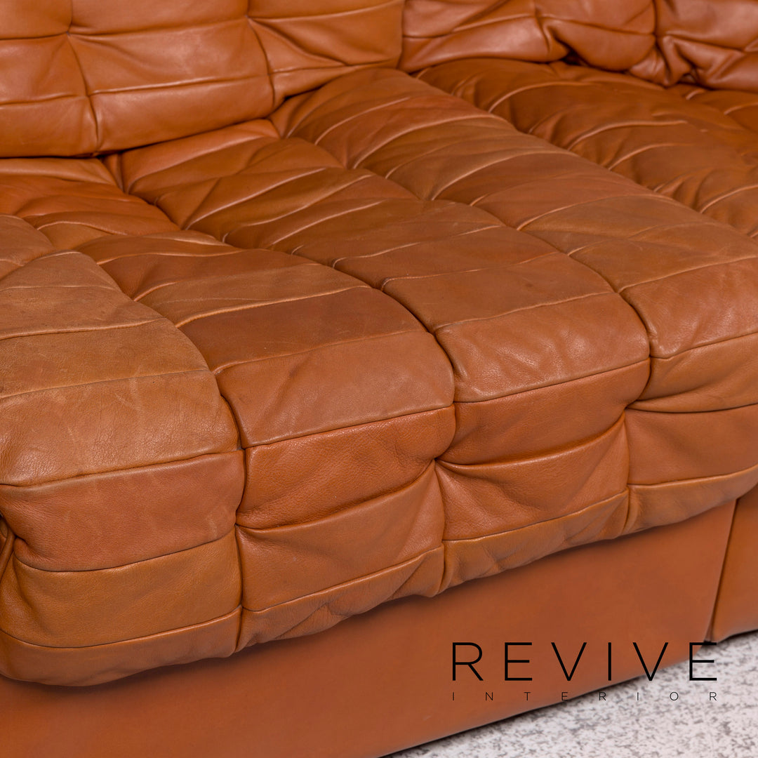 de Sede DS 11 leather sofa cognac brown three-seater couch #9752