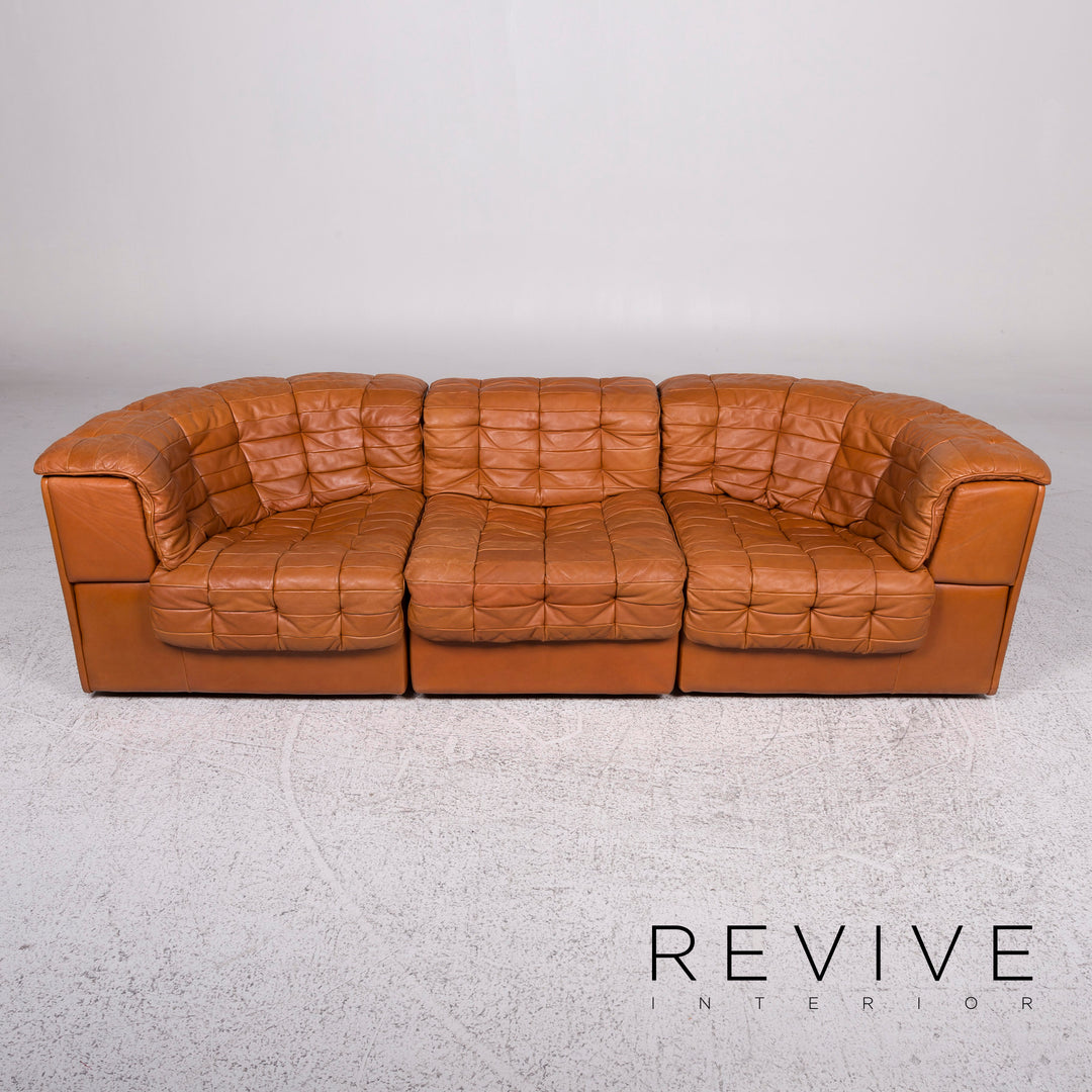 de Sede DS 11 leather sofa cognac brown three-seater couch #9752
