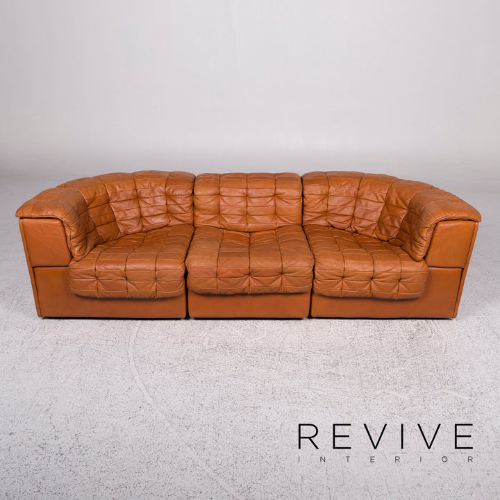 de Sede DS 11 leather sofa cognac brown three-seater couch #9752