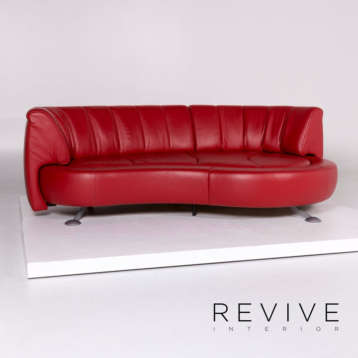 de Sede DS 164 Leder Sofa Rot Dreisitzer Funktion Couch #10372
