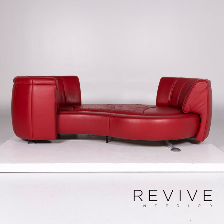 de Sede DS 164 Leder Sofa Rot Dreisitzer Funktion Couch #10372