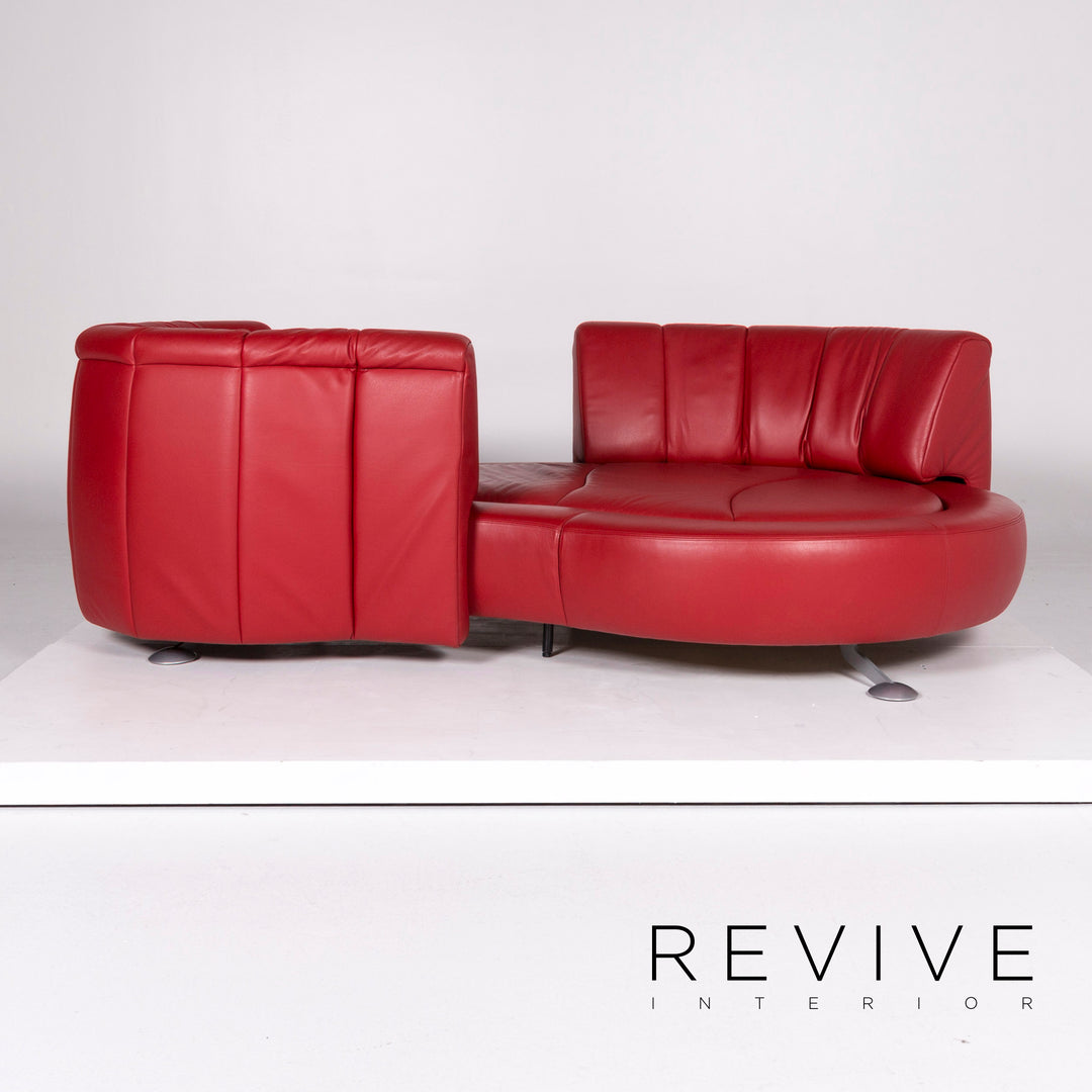 de Sede DS 164 Leder Sofa Rot Dreisitzer Funktion Couch #10372