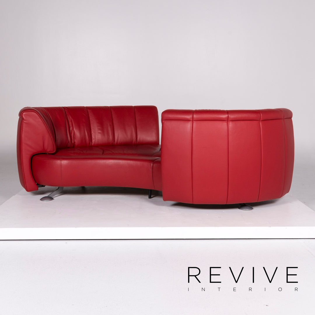 de Sede DS 164 Leder Sofa Rot Dreisitzer Funktion Couch #10372