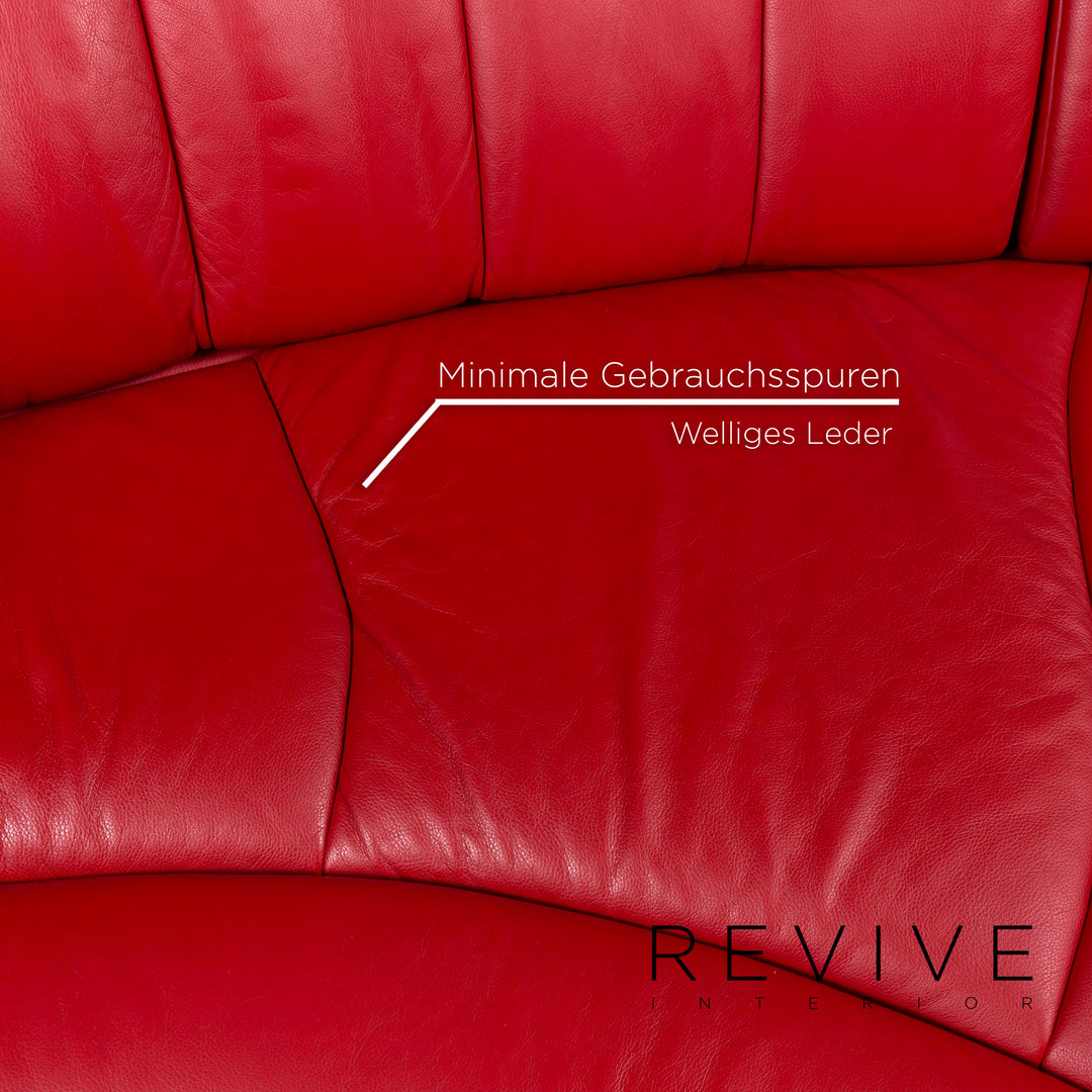 de Sede DS 164 Leder Sofa Rot Dreisitzer Funktion Couch #10372