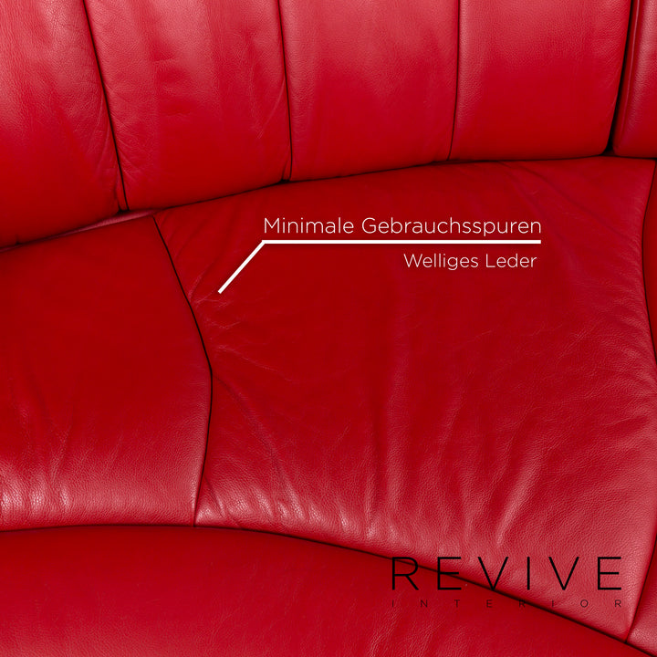 de Sede DS 164 Leder Sofa Rot Dreisitzer Funktion Couch #10372