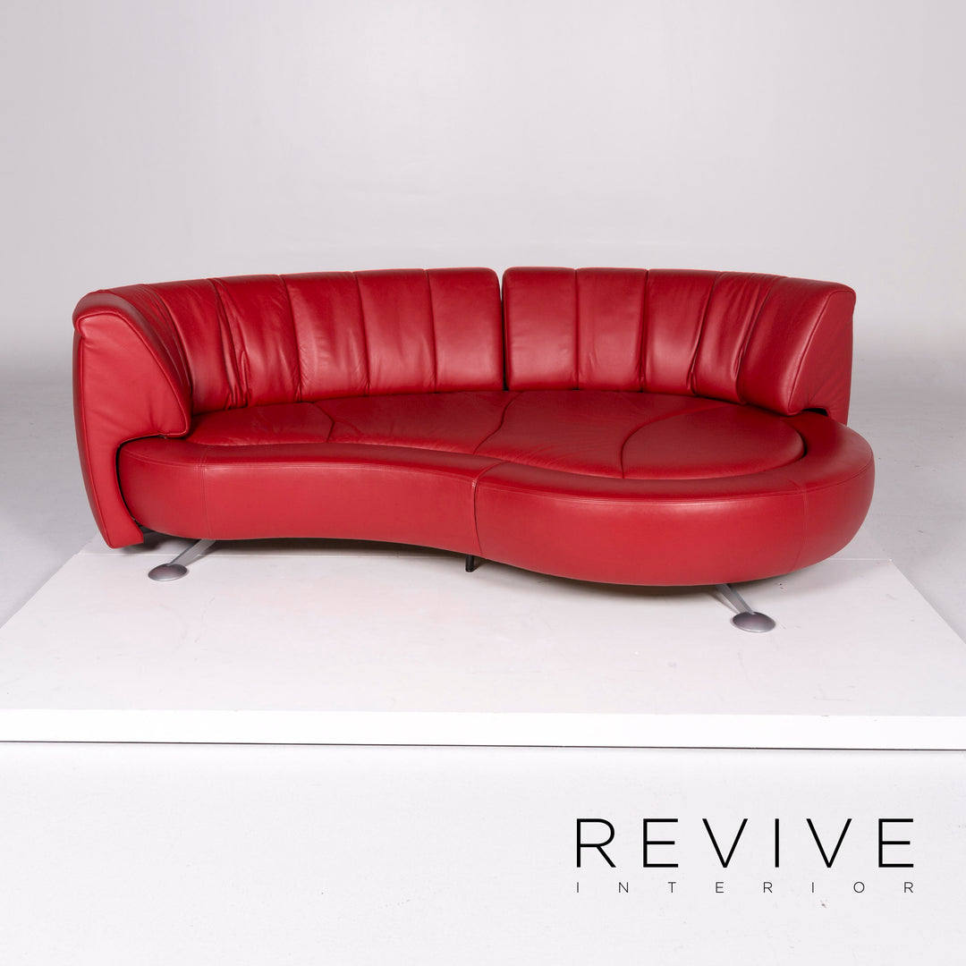 de Sede DS 164 Leder Sofa Rot Dreisitzer Funktion Couch #10372