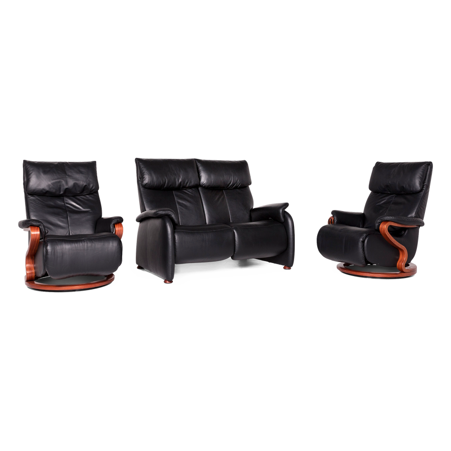 Himolla – ensemble de canapés design en cuir, fauteuil noir, canapé deux places, #8923