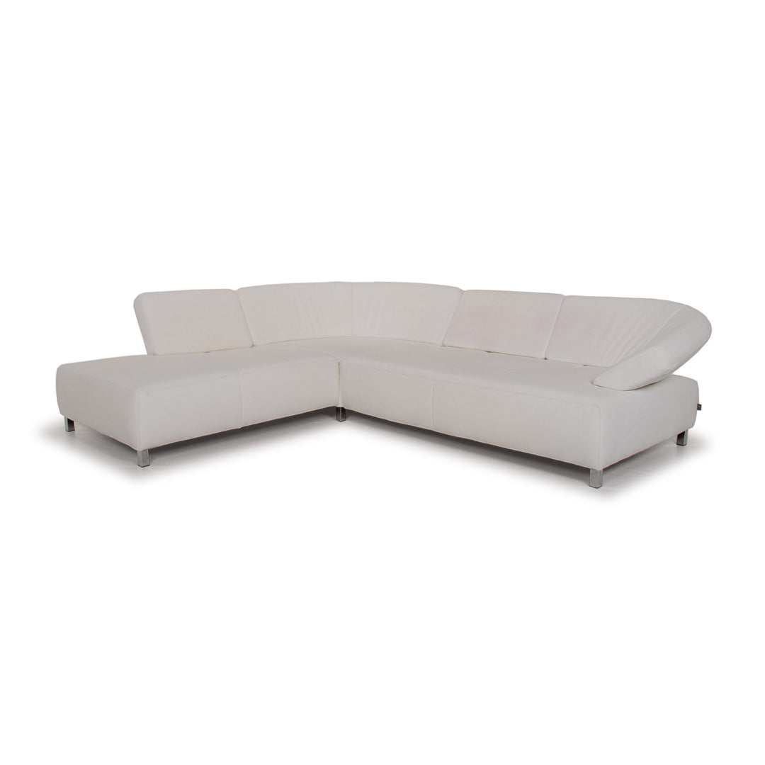 Ewald Schillig Canapé en cuir papillon Blanc Canapé d'angle #14897