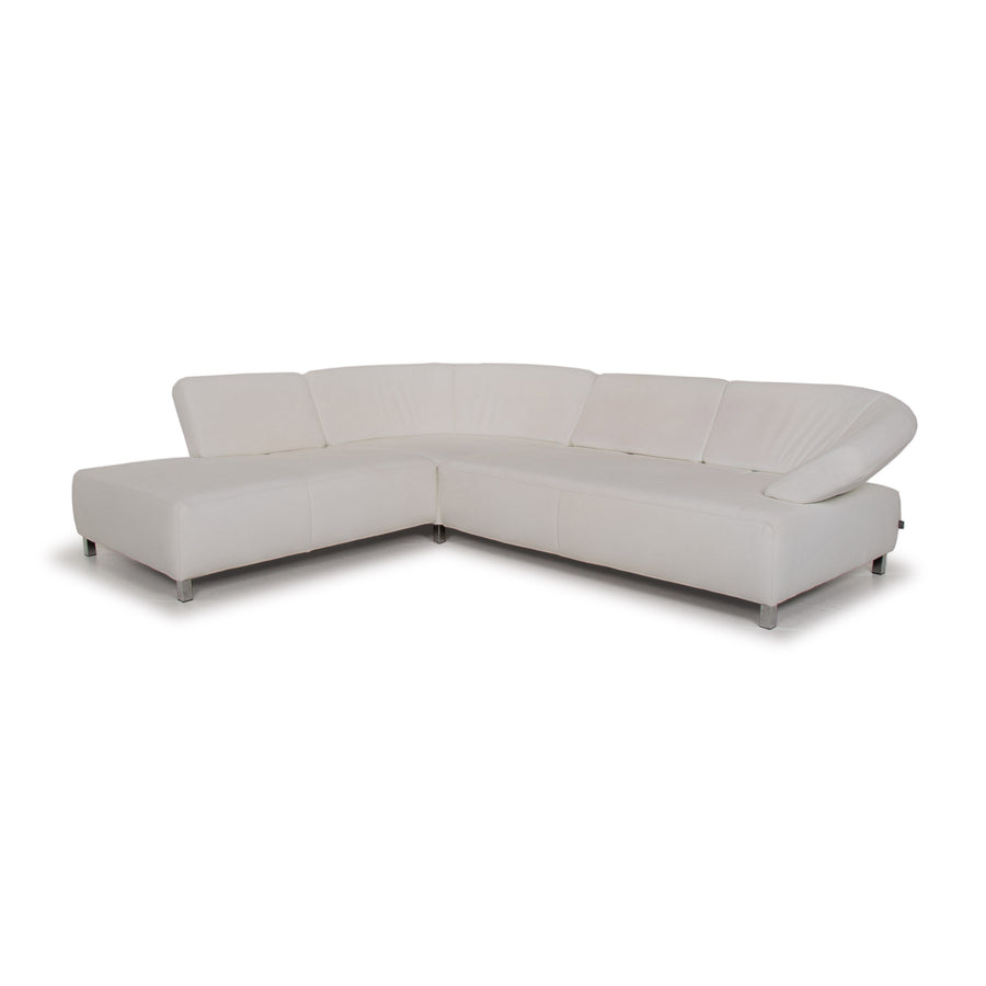 Ewald Schillig Canapé en cuir papillon Blanc Canapé d'angle #14897