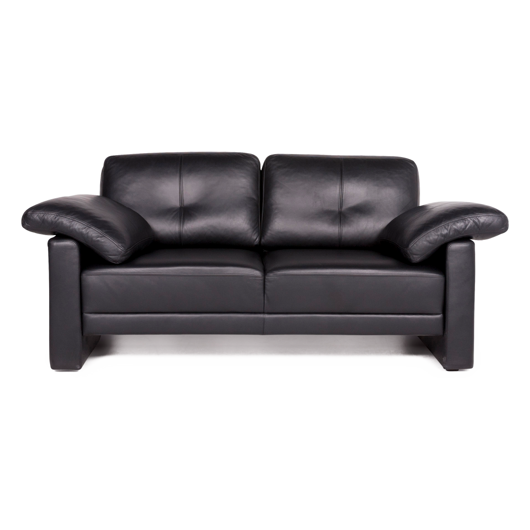 Brühl & Sippold leather sofa black genuine leather two-seater couch #8449