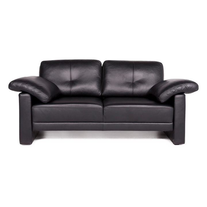 Brühl & Sippold leather sofa black genuine leather two-seater couch #8449