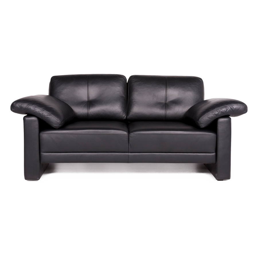 Brühl & Sippold leather sofa black genuine leather two-seater couch #8449