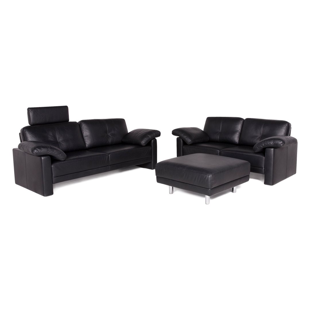 Brühl Designer Leder Sofa Hocker Garnitur Echtleder Dreisitzer Zweisitzer Couch #8660