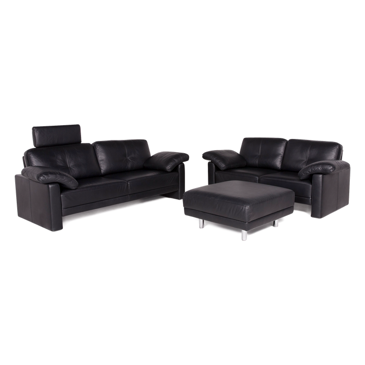 Brühl Designer Leder Sofa Hocker Garnitur Echtleder Dreisitzer Zweisitzer Couch #8660