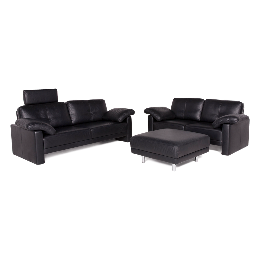 Brühl Designer Leder Sofa Hocker Garnitur Echtleder Dreisitzer Zweisitzer Couch #8660