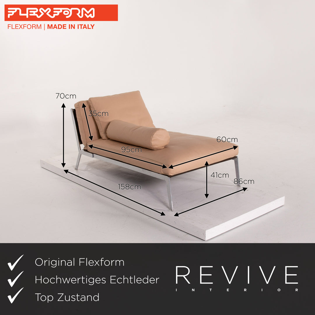 Flexform Happy Leder Liege Beige Chaiselongue Relaxliege #13743