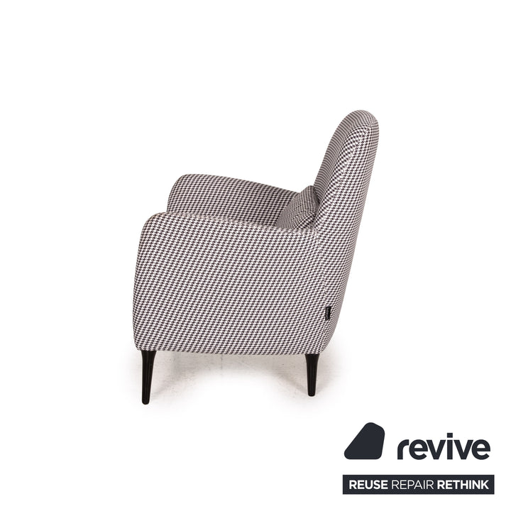 Habitat Daborn Stoff Sessel Grau Schwarz Weiß Kariert inkl. Kisssen Stuhl