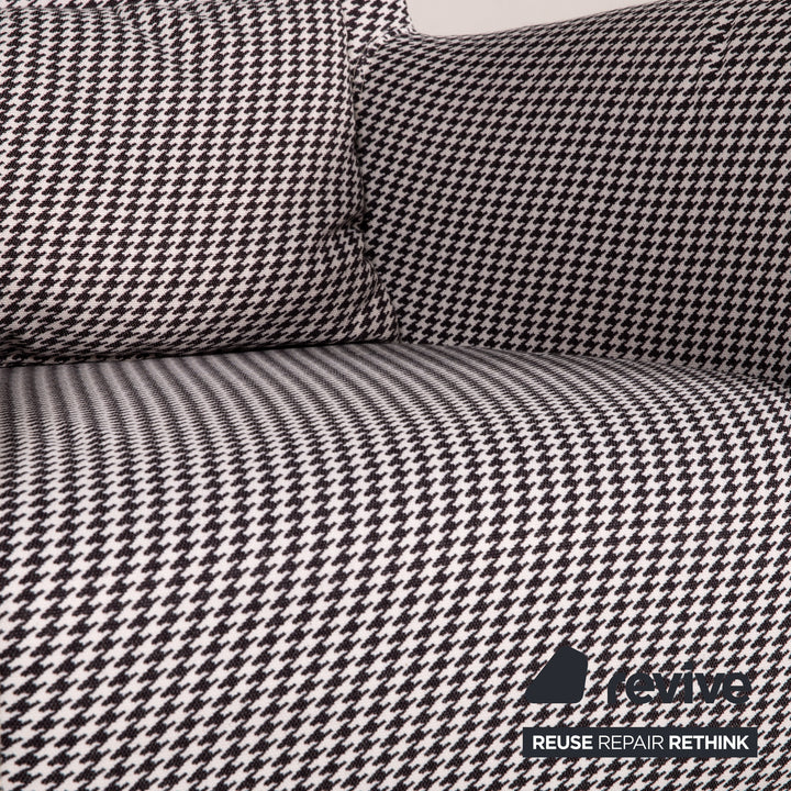 Habitat Daborn Stoff Sessel Grau Schwarz Weiß Kariert inkl. Kisssen Stuhl