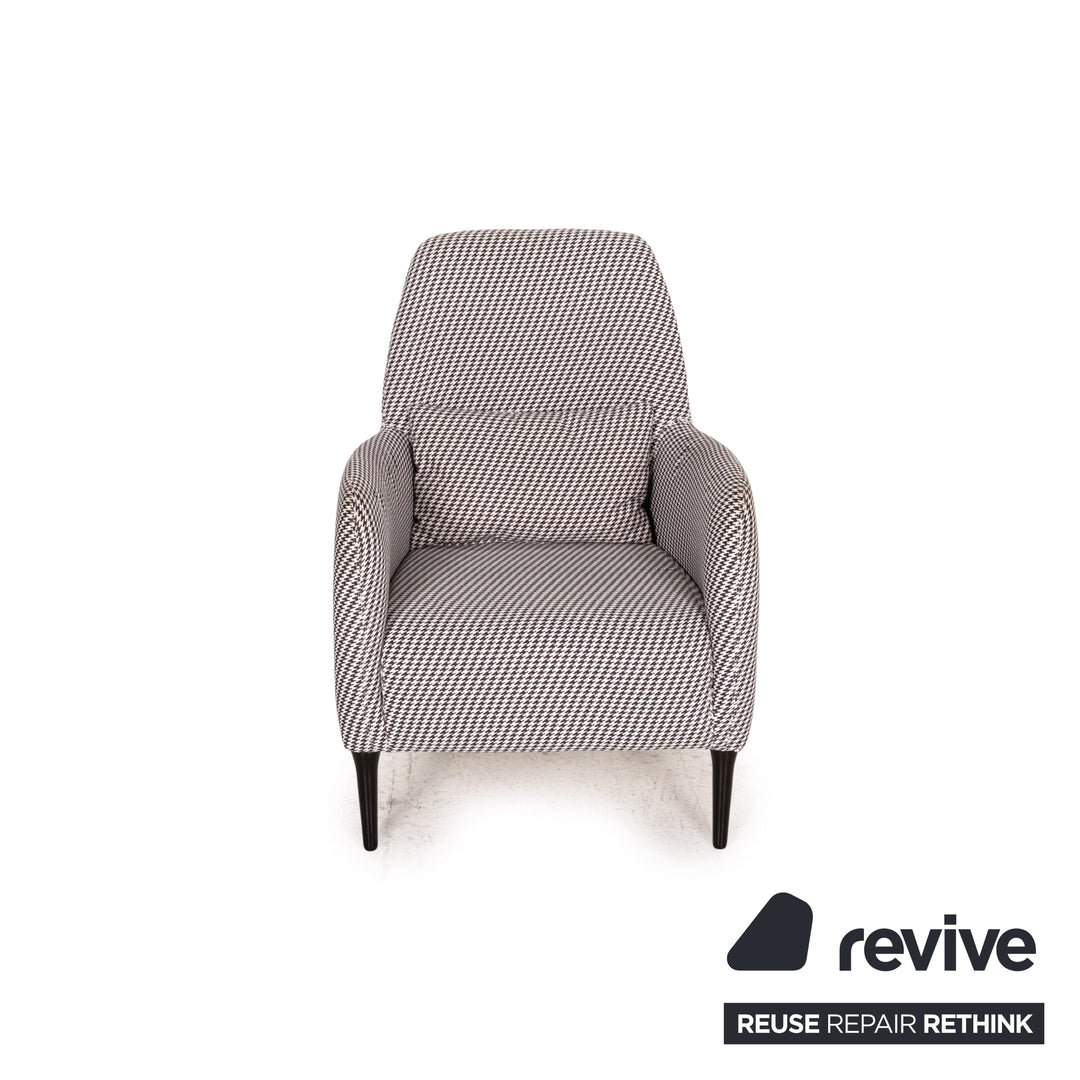 Habitat Daborn Stoff Sessel Grau Schwarz Weiß Kariert inkl. Kisssen Stuhl