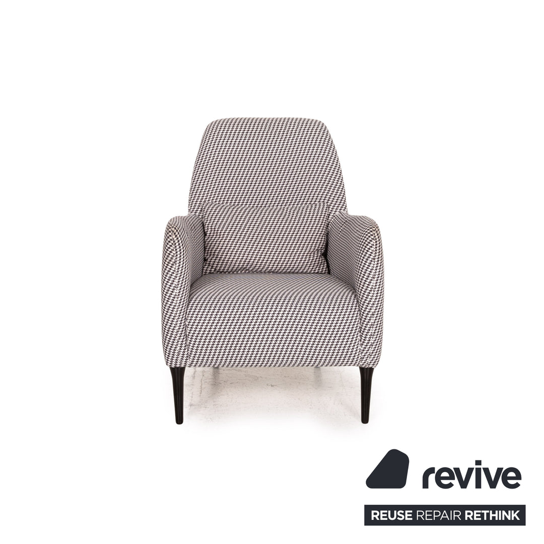 Habitat Daborn Stoff Sessel Grau Schwarz Weiß Kariert inkl. Kisssen Stuhl