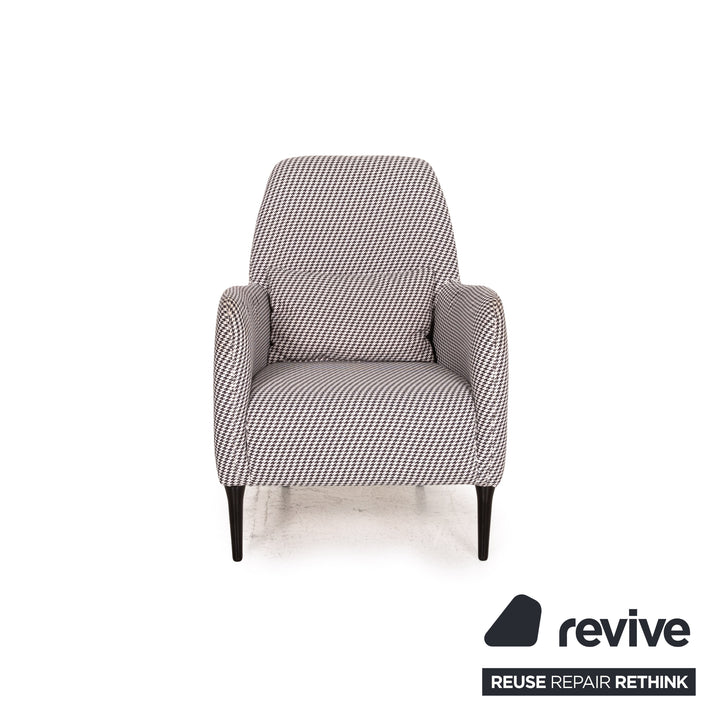 Habitat Daborn Stoff Sessel Grau Schwarz Weiß Kariert inkl. Kisssen Stuhl